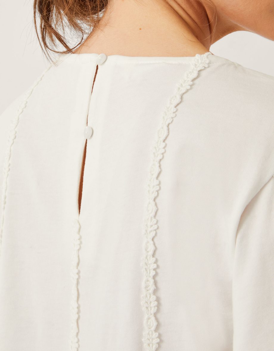 Tate Lace Trim Jersey T-Shirt White