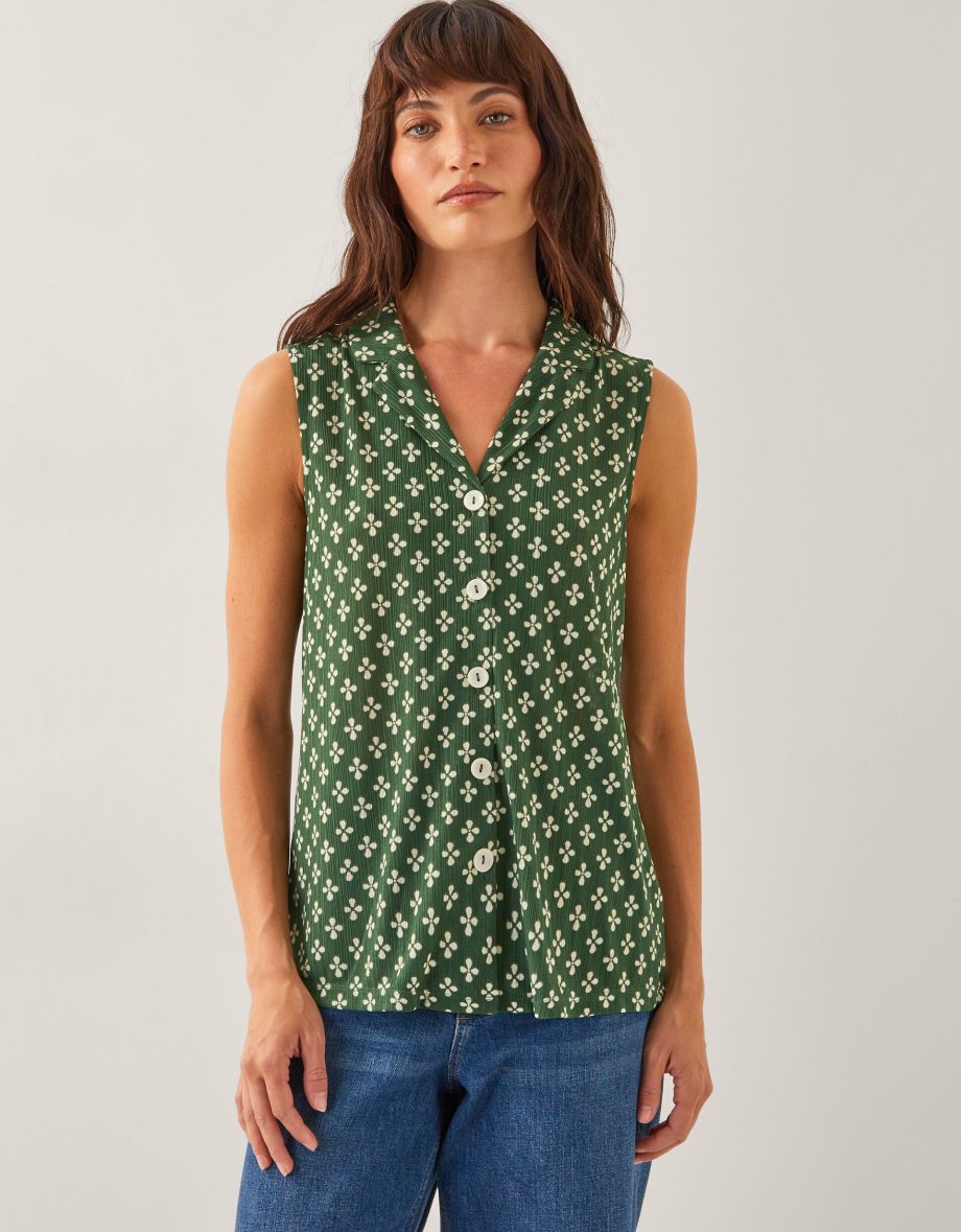 Daisey geometric sleeveless top green