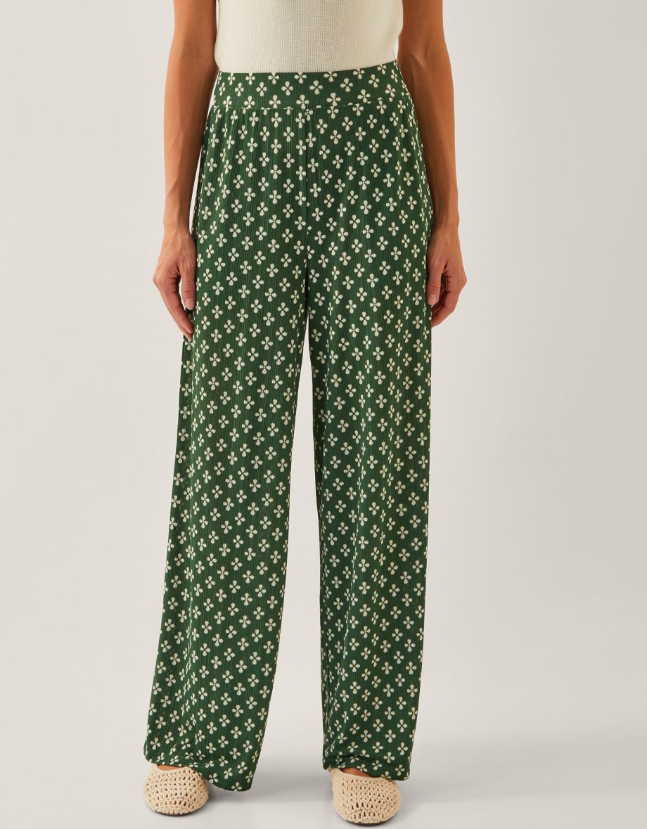 Daisey Geometric Wide Leg Trousers Green
