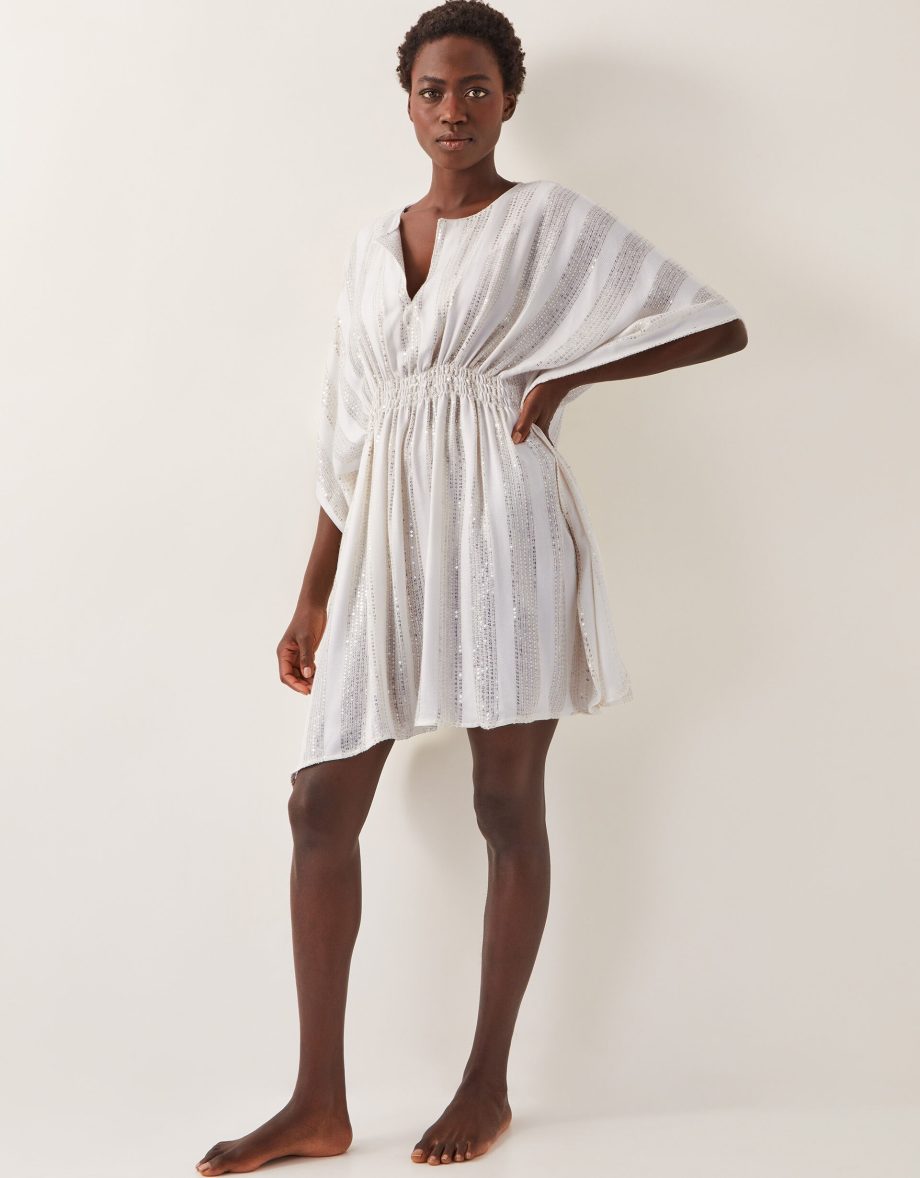 Sana sequin embellished kaftan ivory