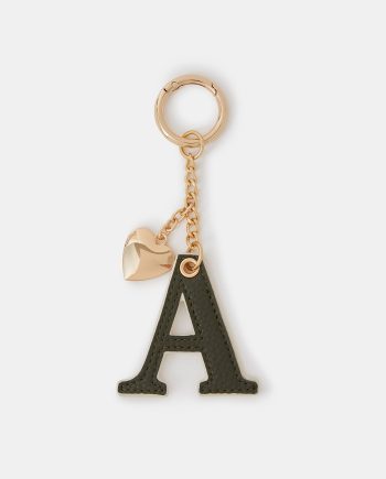 INITIAL HEART BAG CHARM GREEN