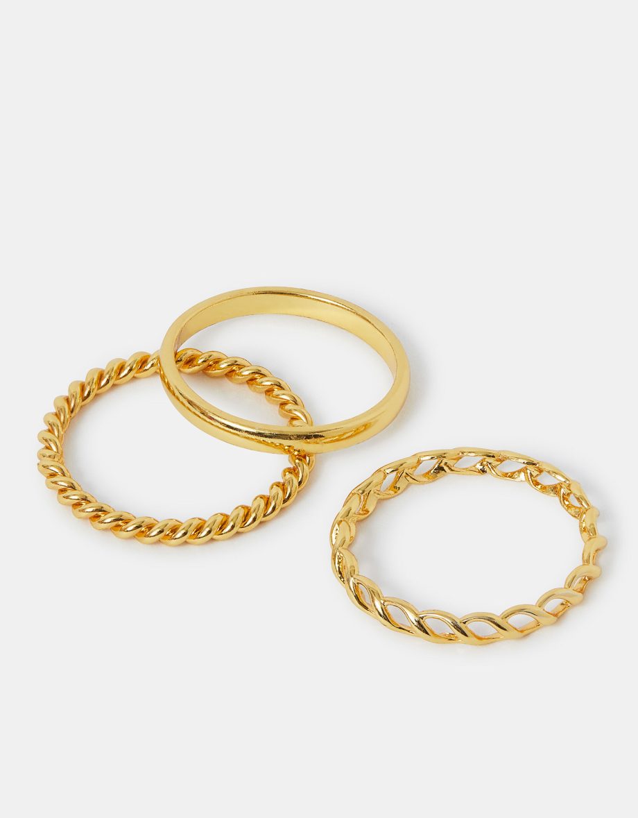 3-PACK 14CT GOLD-PLATED STACKING RINGS GOLD