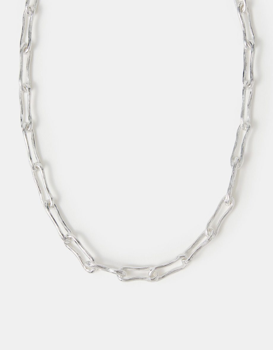 STERLING SILVER-PLATED CHUNKY MOLTEN LINK NECKLACE