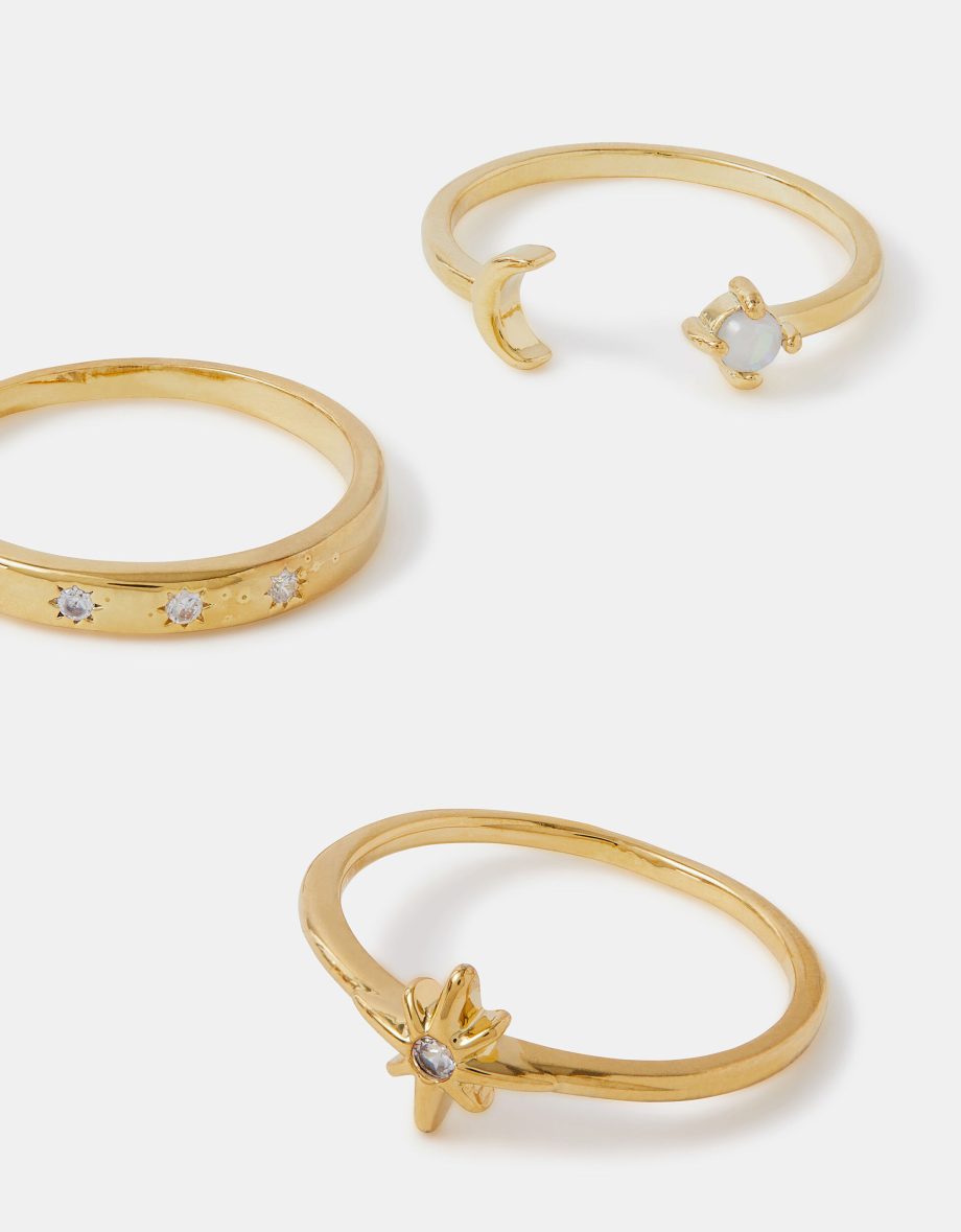 3-PACK 14CT GOLD-PLATED CELESTIAL RINGS GOLD