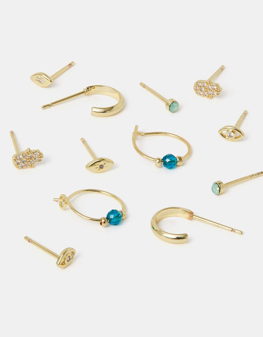 6-PACK 14CT GOLD-PLATED STUD & HOOP EARRINGS
