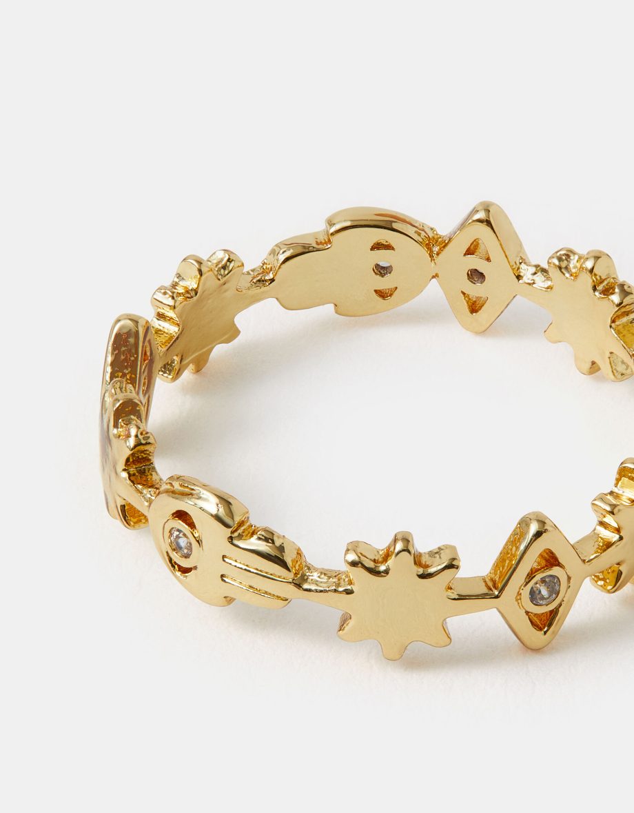 14CT GOLD-PLATED MIX SHAPE RING GOLD