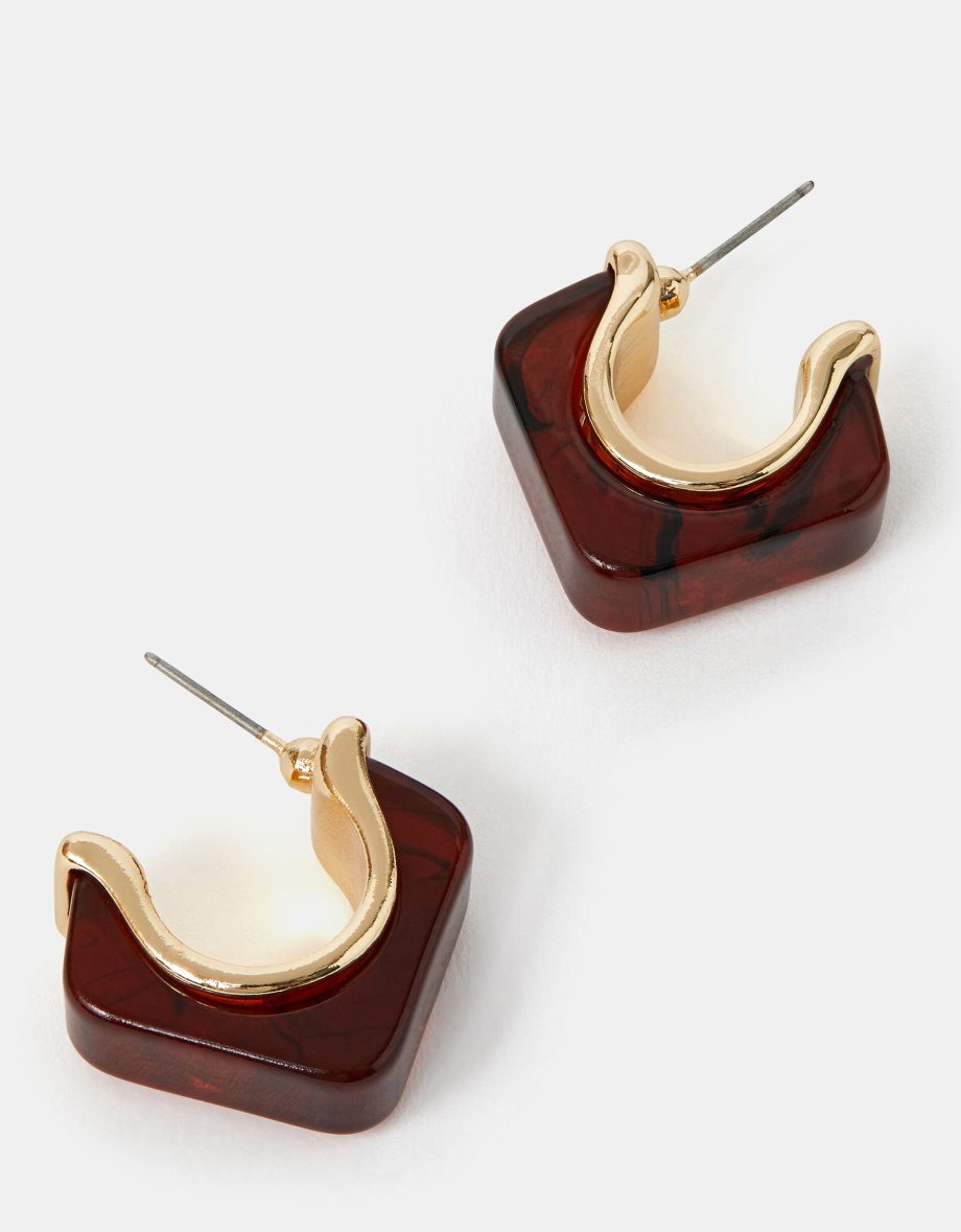 RESIN SQUARE HOOP EARRINGS