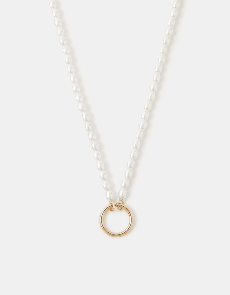 PEARL BEADED CHARM NECKLACE