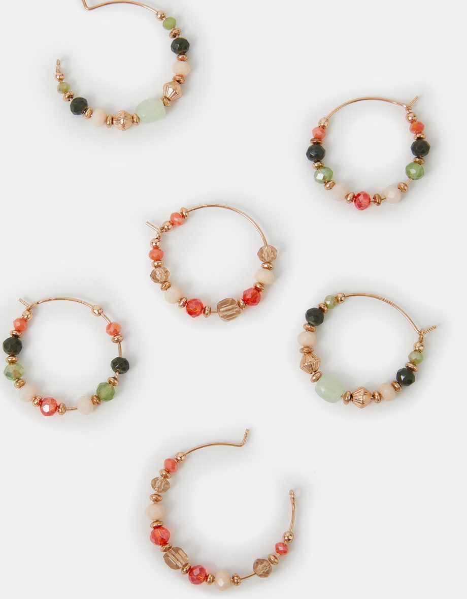 3-PACK BEAD HOOP EARRINGS