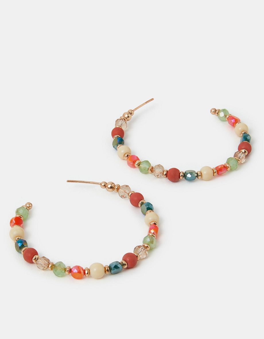MIX BEAD HOOP EARRINGS