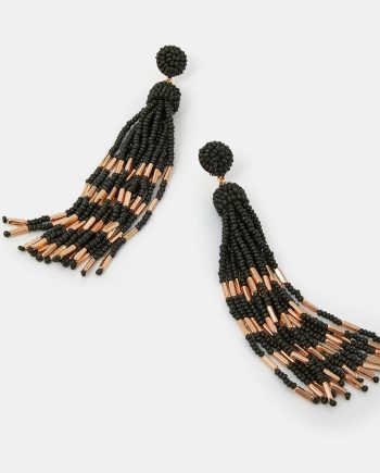 BEADED TASSEL DROP EARRINGS