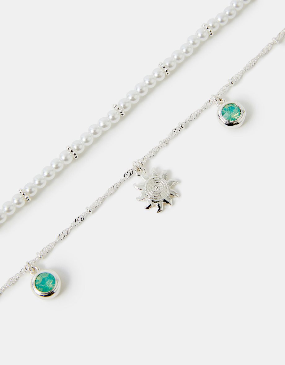 2-PACK SUNSHINE & PEARL ANKLETS