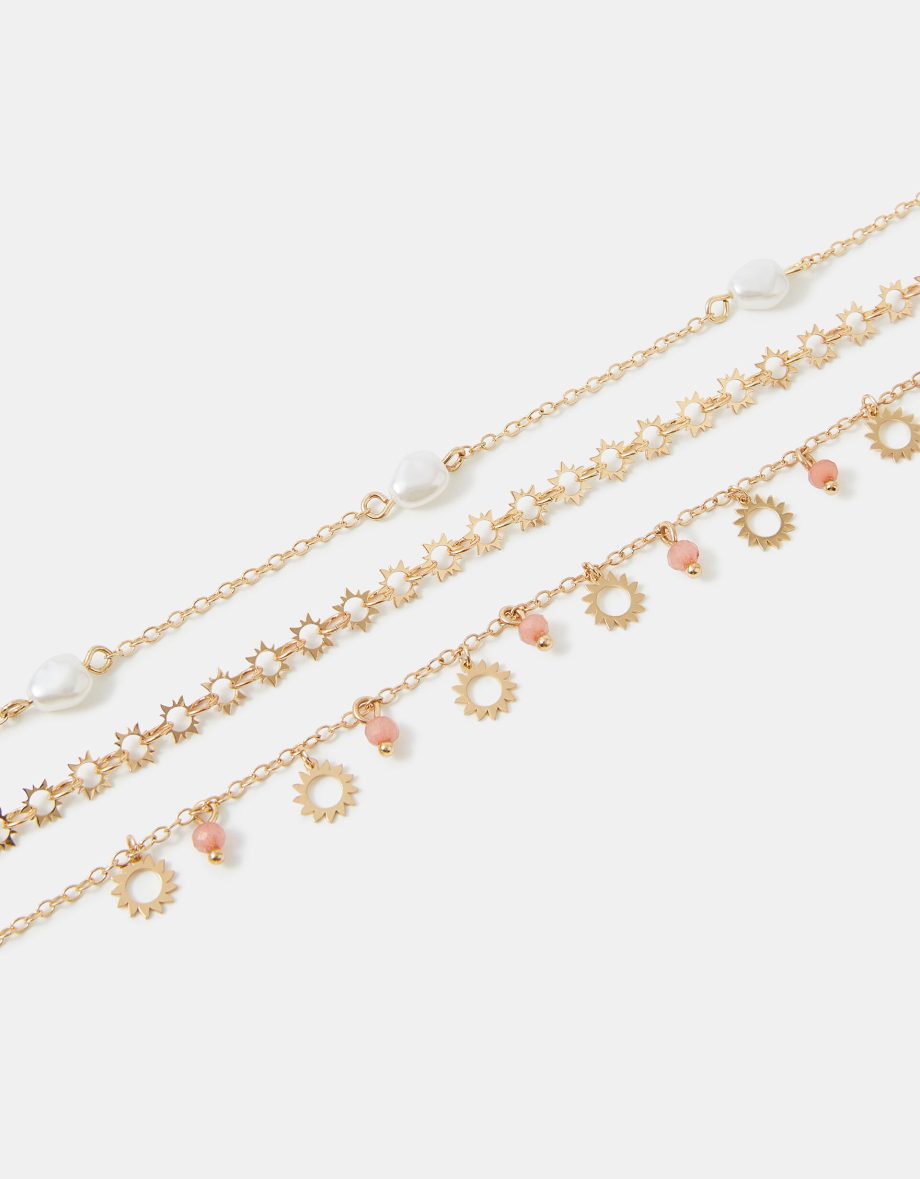 3-PACK SUNSHINE CHARM ANKLETS