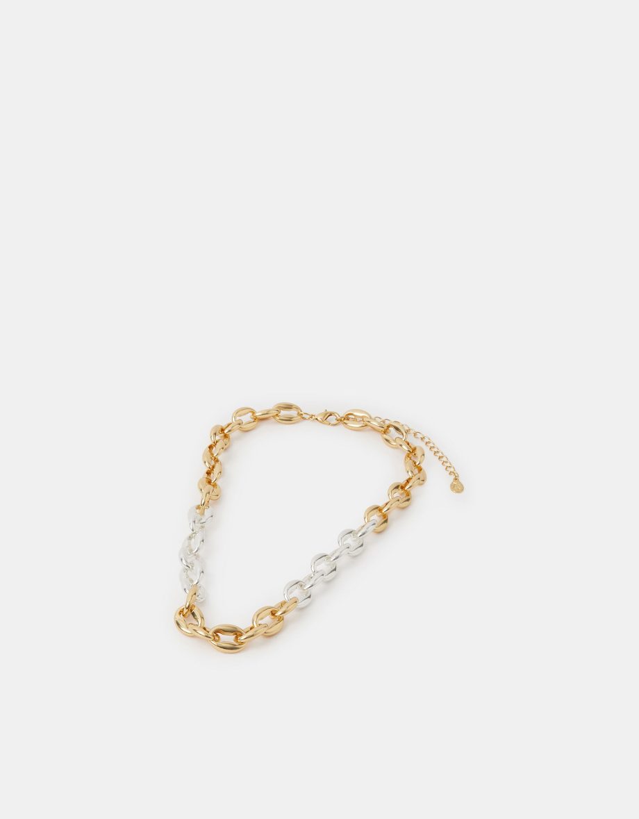 TWO-TONE CHUNKY LINK CHAIN NECKLACE