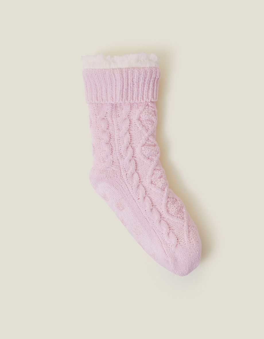 CABLE KNIT SLIPPER SOCKS