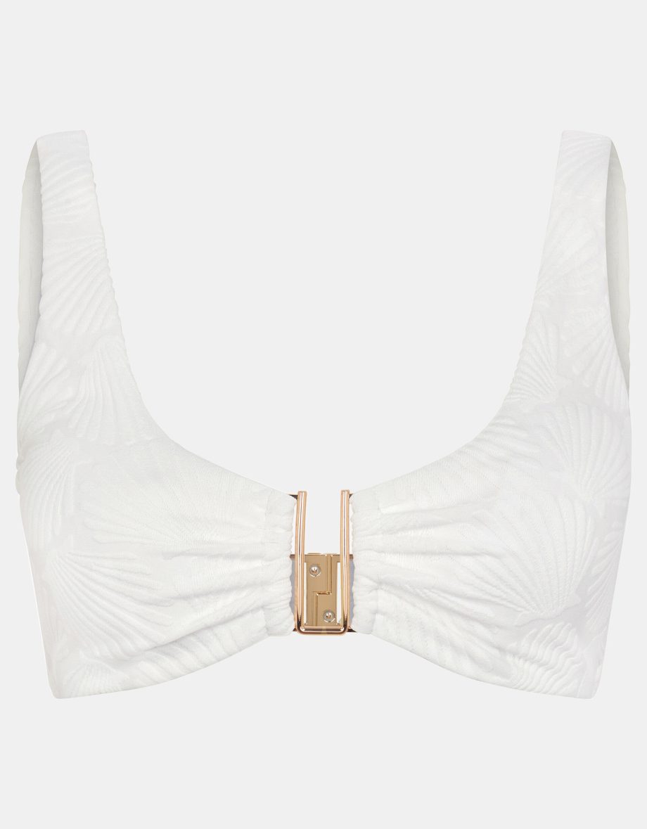 Seashell U-Front Bikini Top White