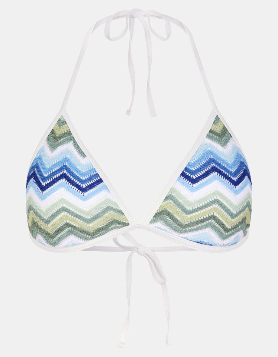 Zig Zag Triangle Bikini Top Blue