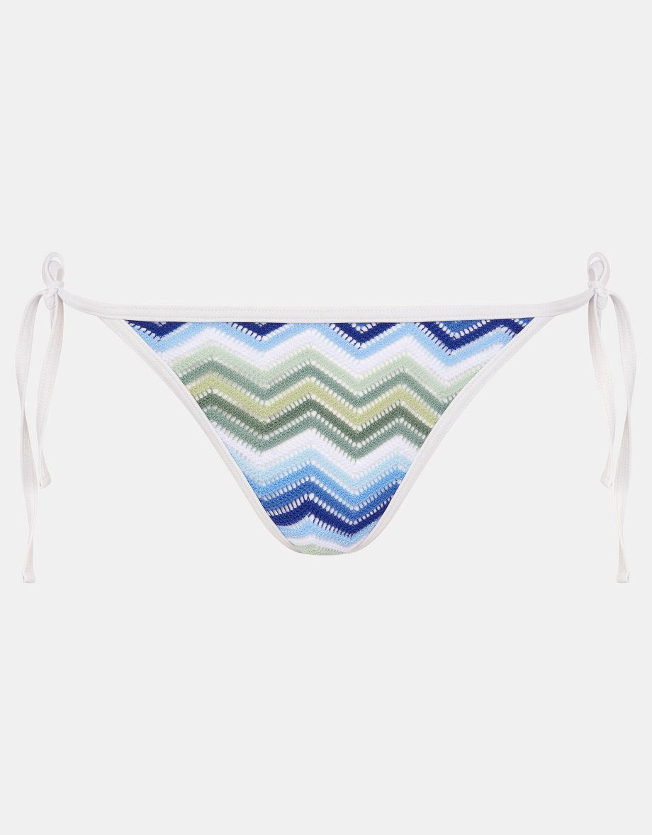 Zig Zag Tie Side Bikini Bottoms Blue