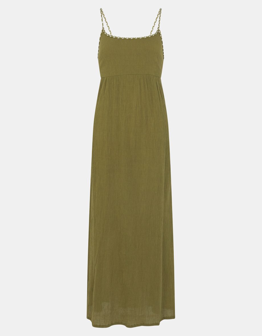 Tie-Back Sleeveless Maxi Dress Green