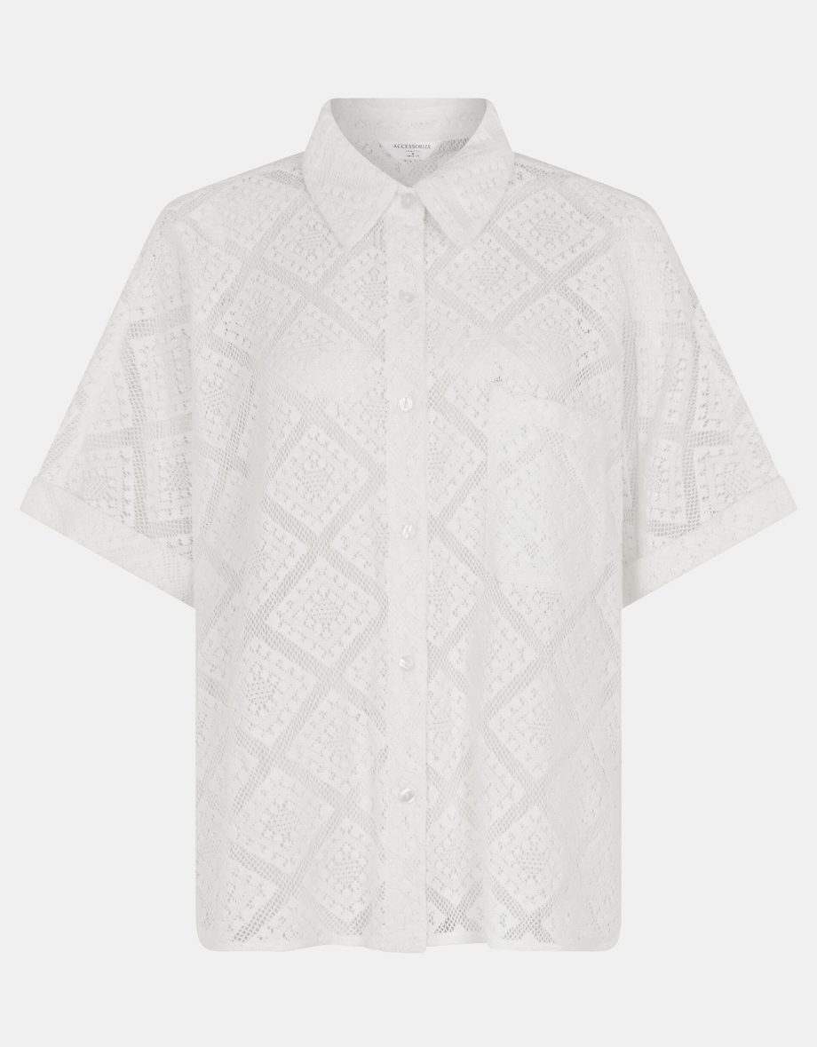 Short Sleeve Lace Shirt Ivory