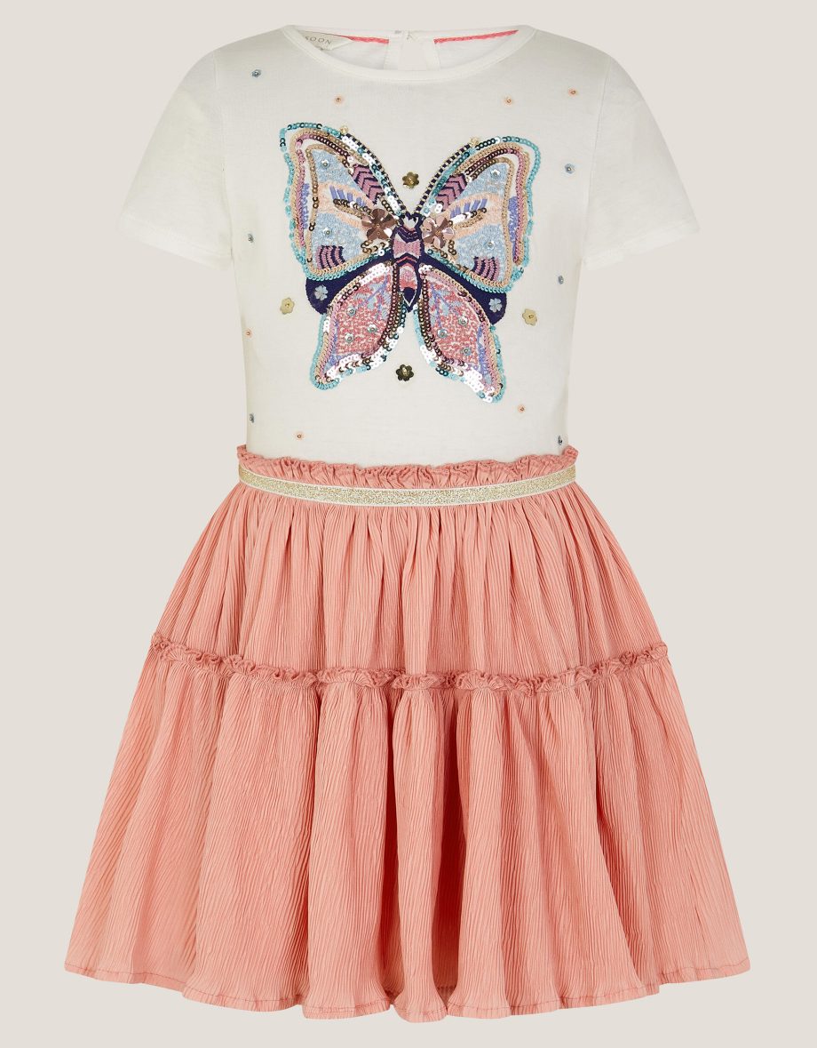 Sequin butterfly disco dress pink