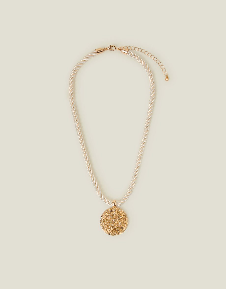 COIN PENDANT CORD NECKLACE GOLD