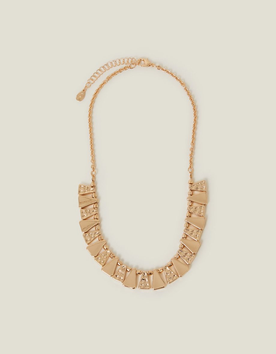 TRIANGLE MOLTEN STATEMENT NECKLACE GOLD
