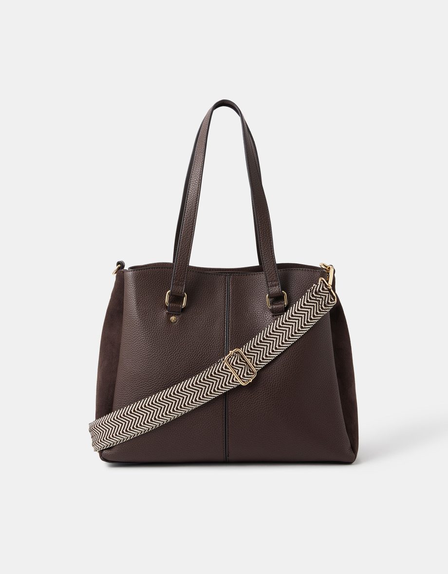 WEBBING STRAP FAUX LEATHER SHOULDER BAG
