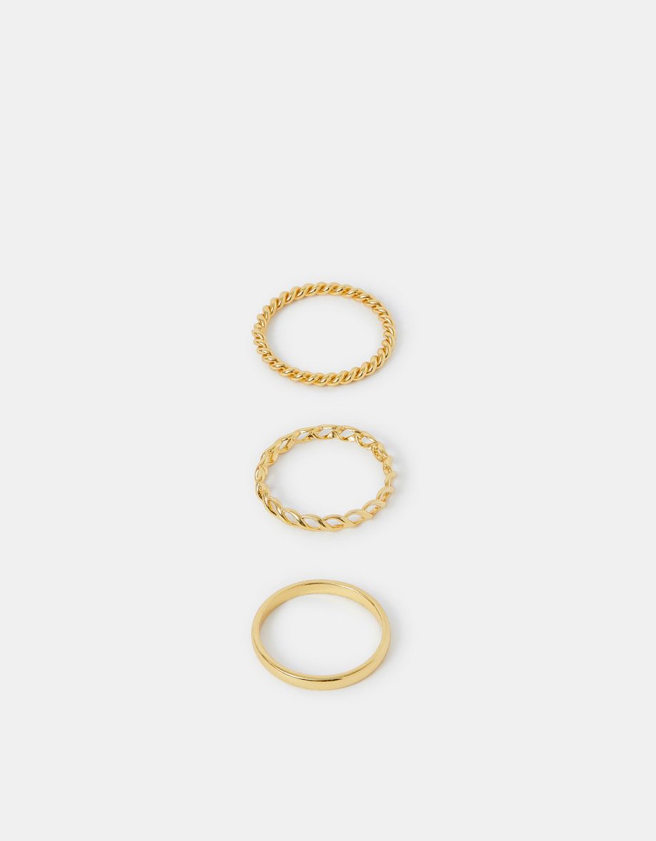 3-PACK 14CT GOLD-PLATED STACKING RINGS GOLD