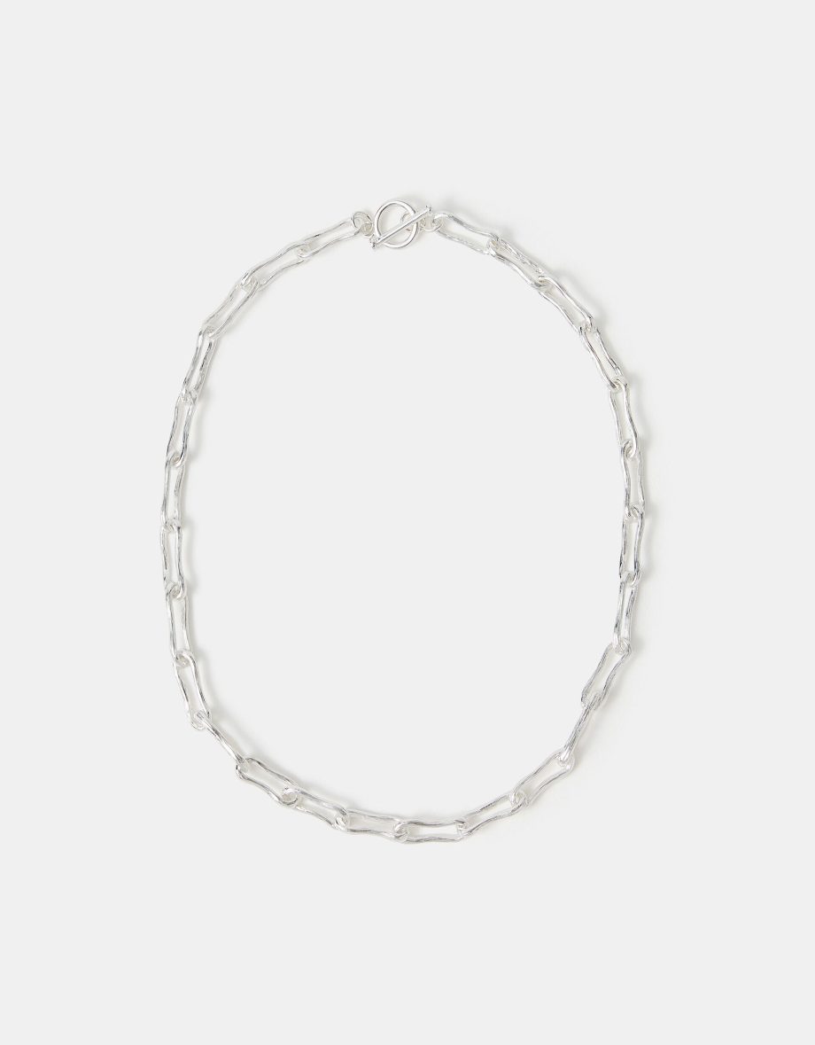 STERLING SILVER-PLATED CHUNKY MOLTEN LINK NECKLACE