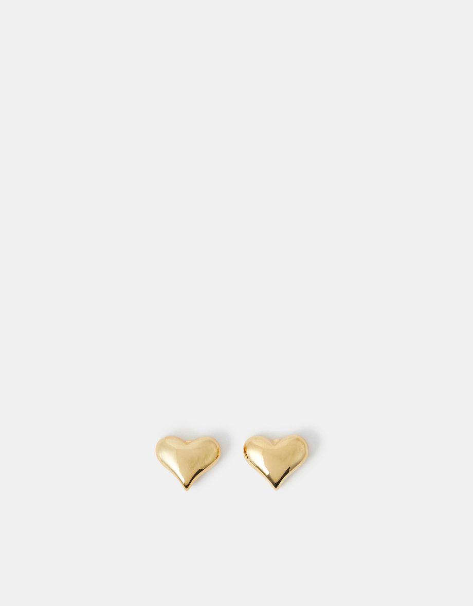 14CT GOLD-PLATED HEART STUD EARRINGS