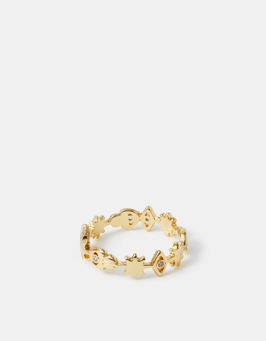 14CT GOLD-PLATED MIX SHAPE RING GOLD
