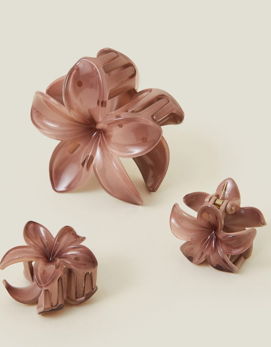 3-PACK TROPICAL FLOWER CLAW CLIPS