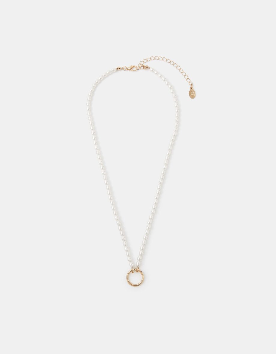PEARL BEADED CHARM NECKLACE