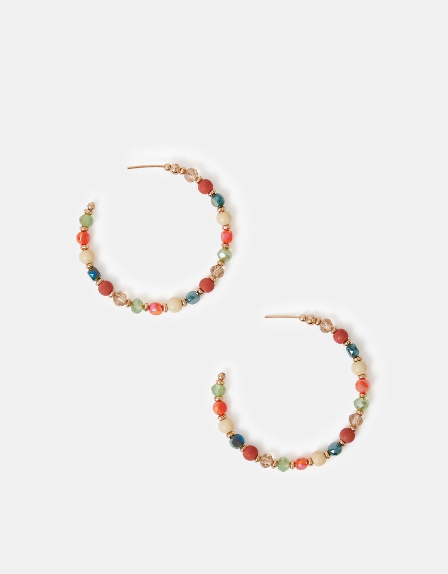 MIX BEAD HOOP EARRINGS