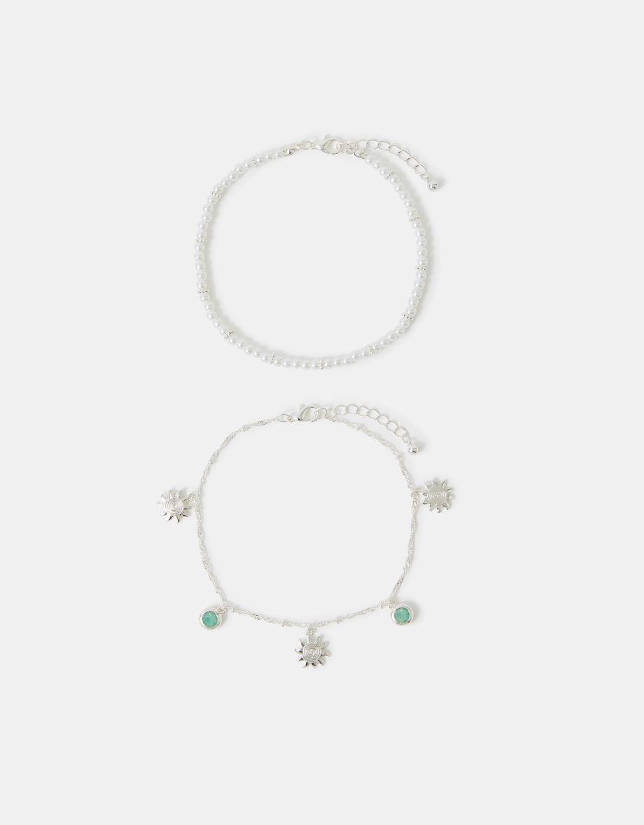 2-PACK SUNSHINE & PEARL ANKLETS