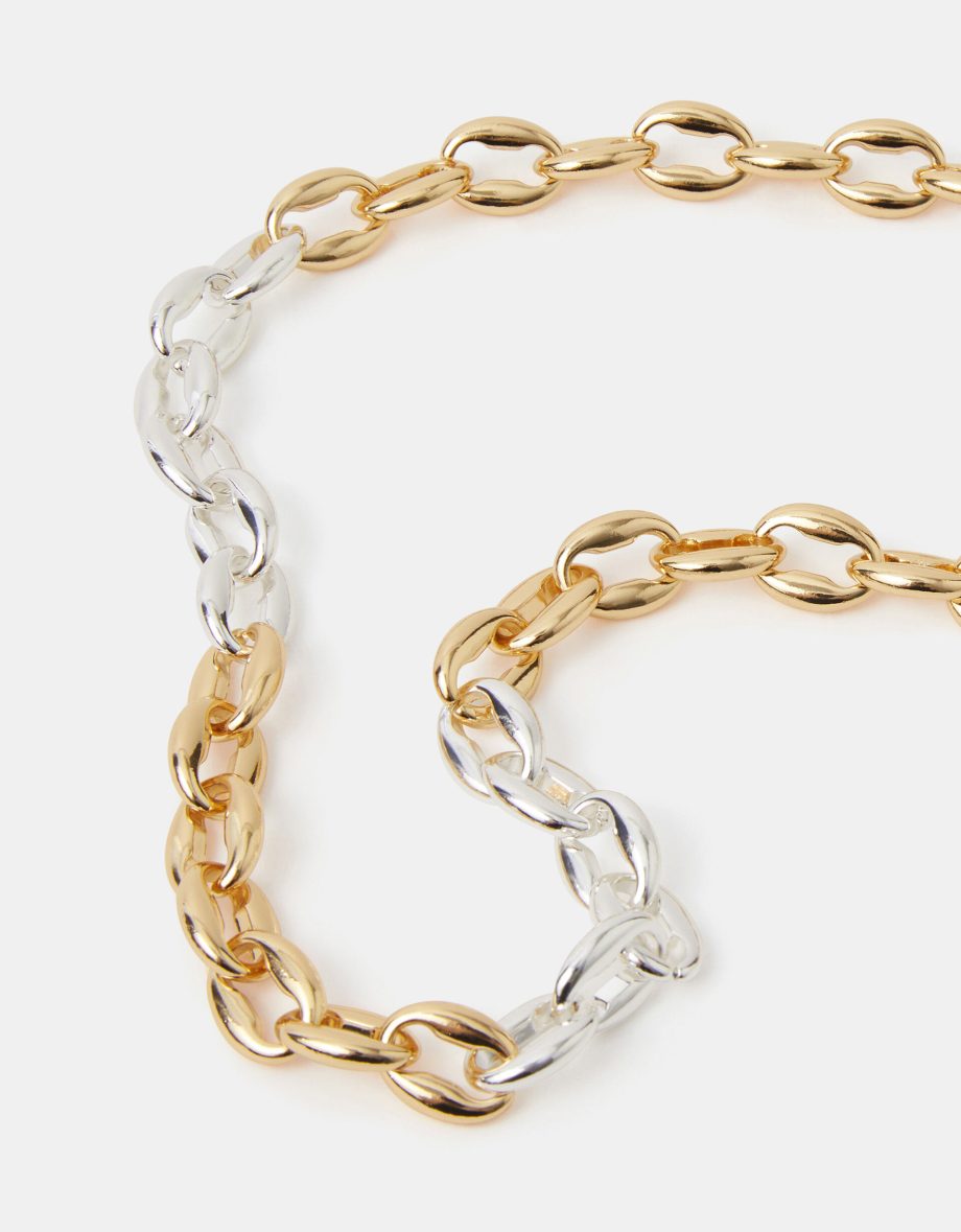 TWO-TONE CHUNKY LINK CHAIN NECKLACE