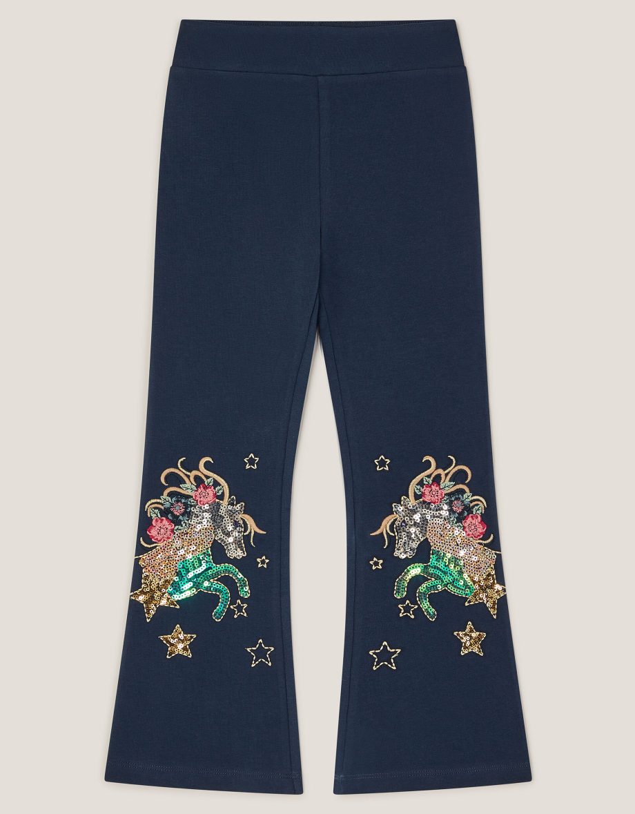 Unicorn sequin flare leggings blue