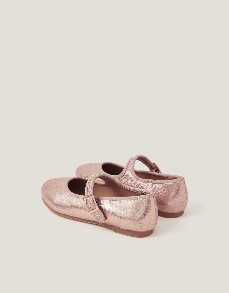 Shimmer ballet strap flats pink