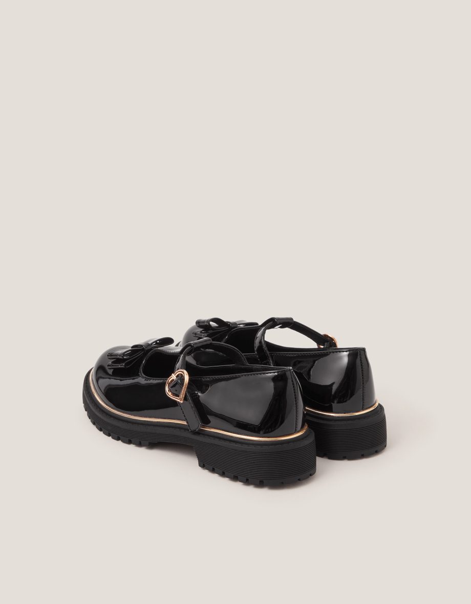 Bow patent mary jane brogues black