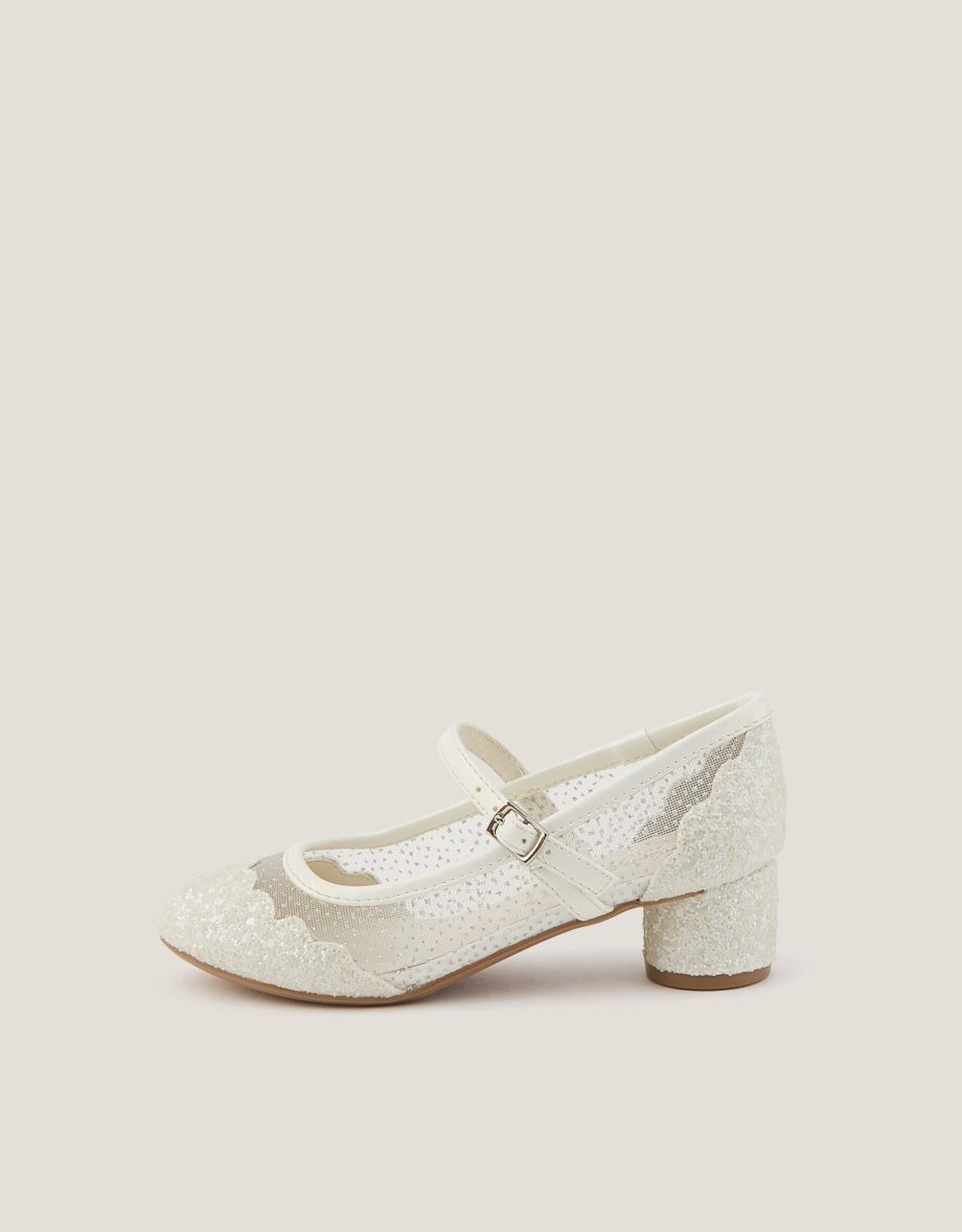 Annabelle glitter mesh heels ivory