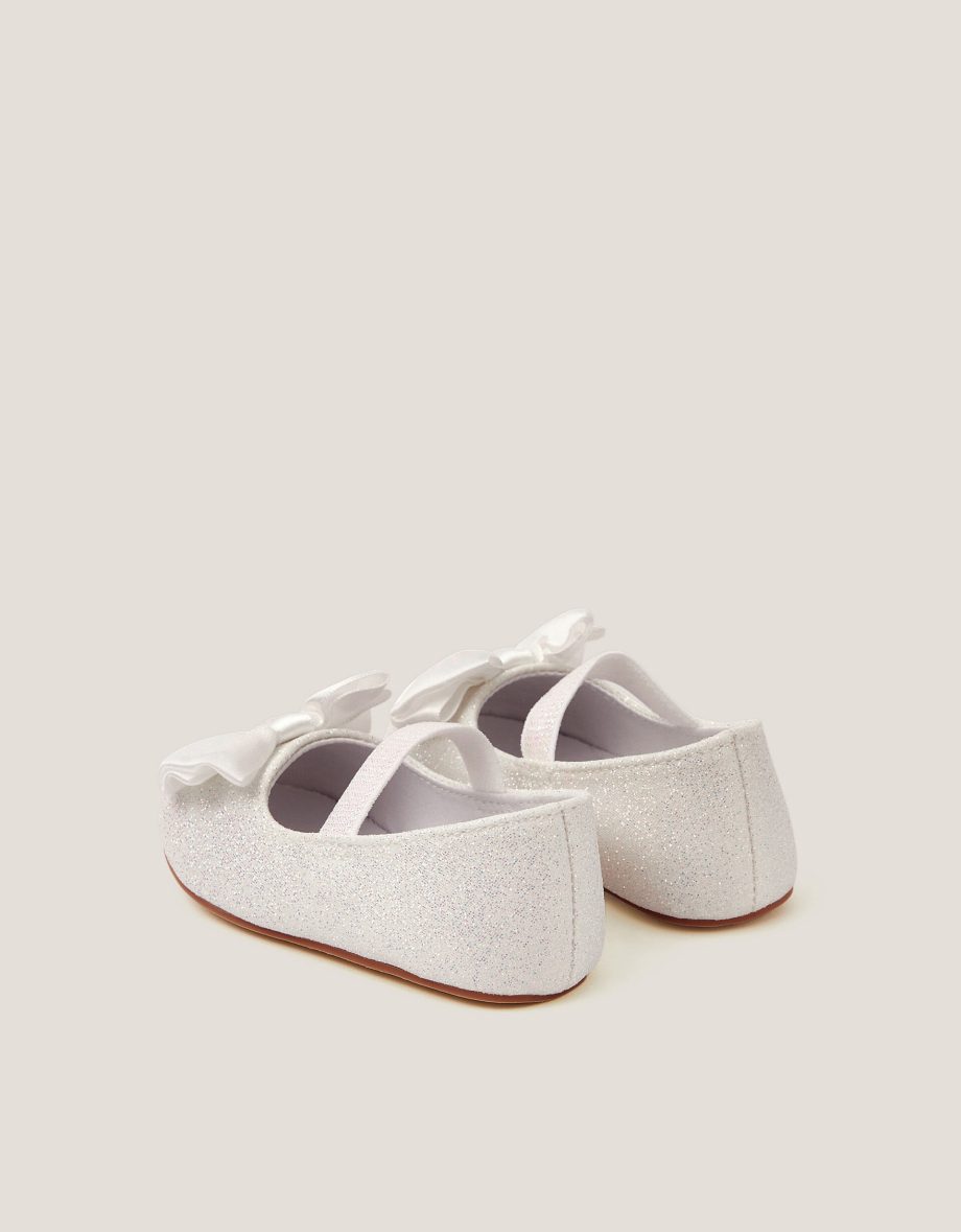 Baby Bow Glitter Walker Shoes Ivory