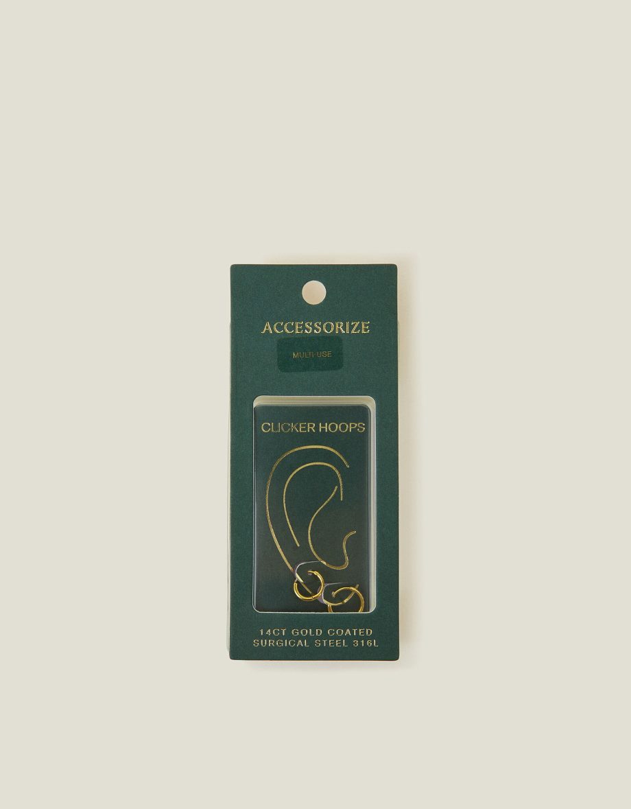 14CT GOLD PLATED SURGICAL STEEL CLICKER HOOPS