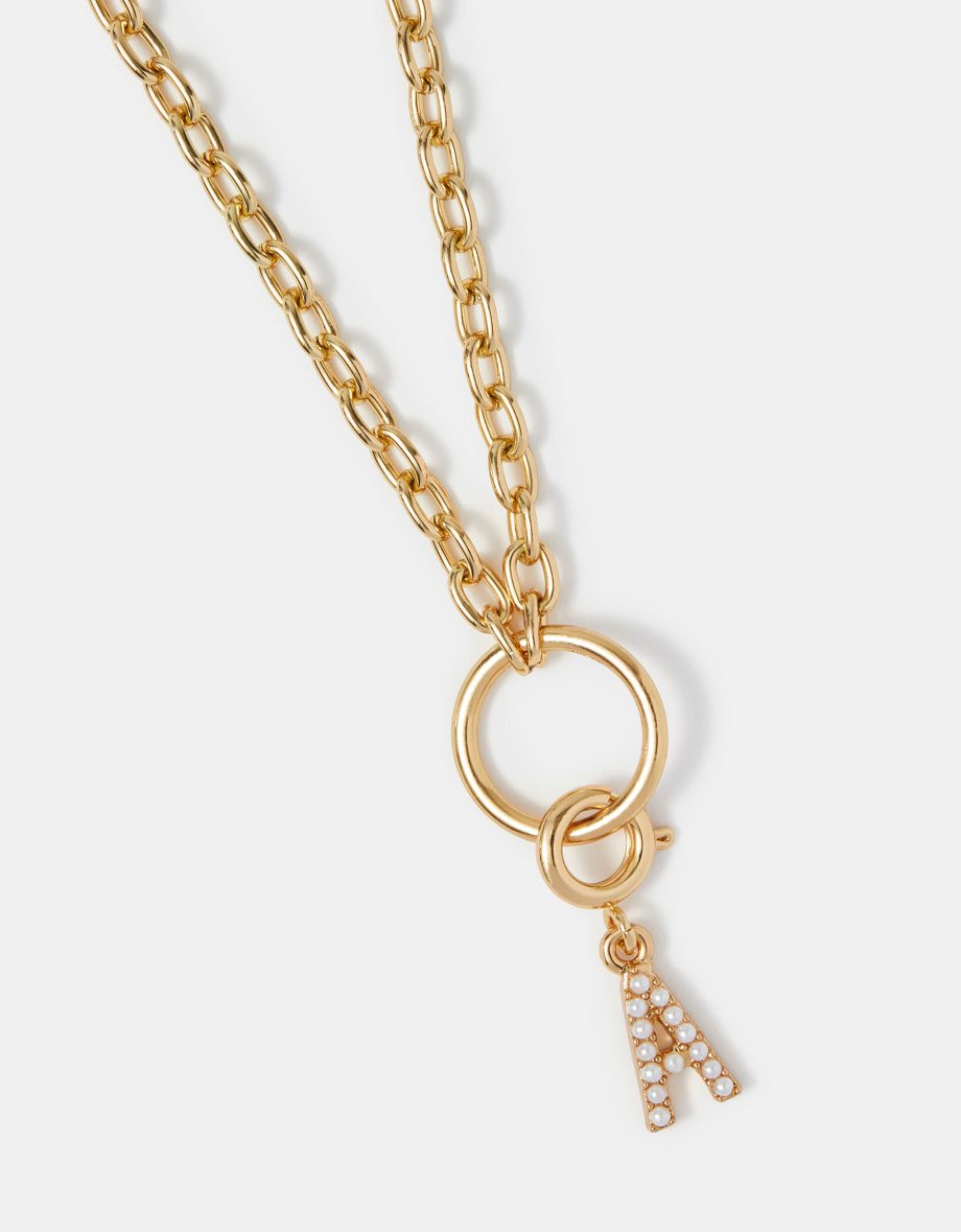 Pearl Initial Jewellery Charm Gold
