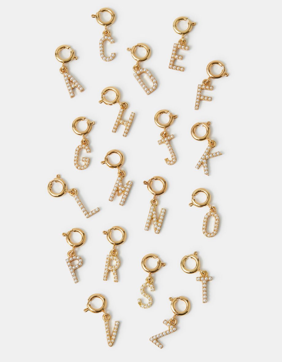 Pearl Initial Jewellery Charm Gold
