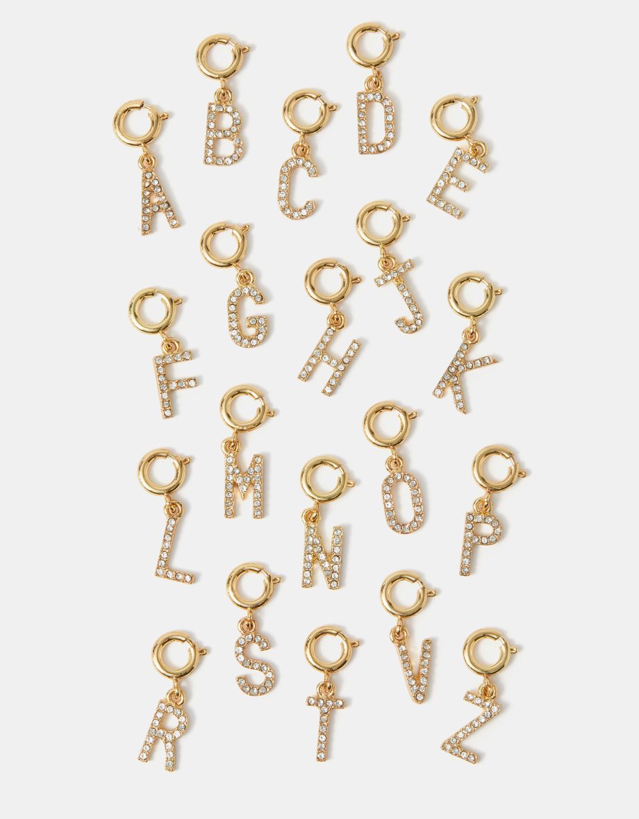 DIAMANTÉ INITIAL JEWELLERY CHARM GOLD