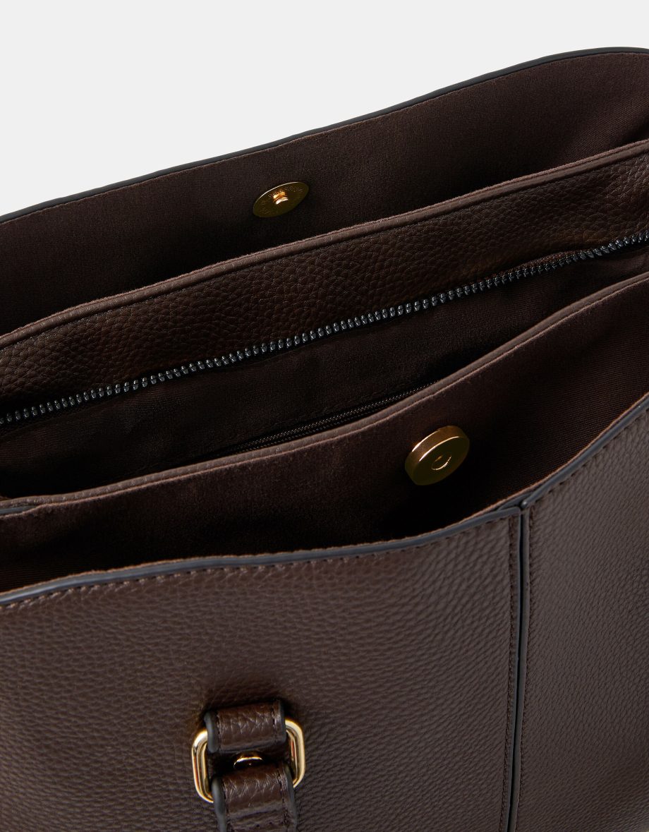 WEBBING STRAP FAUX LEATHER SHOULDER BAG