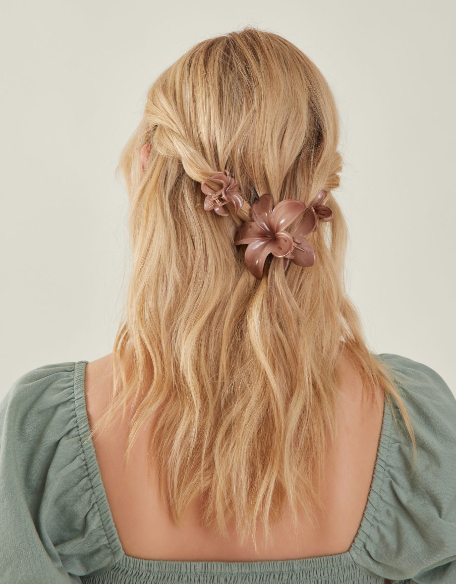 3-PACK TROPICAL FLOWER CLAW CLIPS