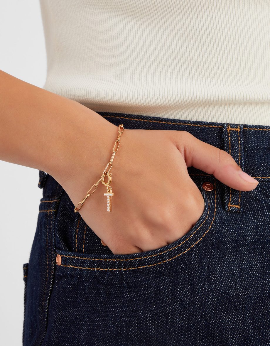 Pearl Initial Jewellery Charm Gold