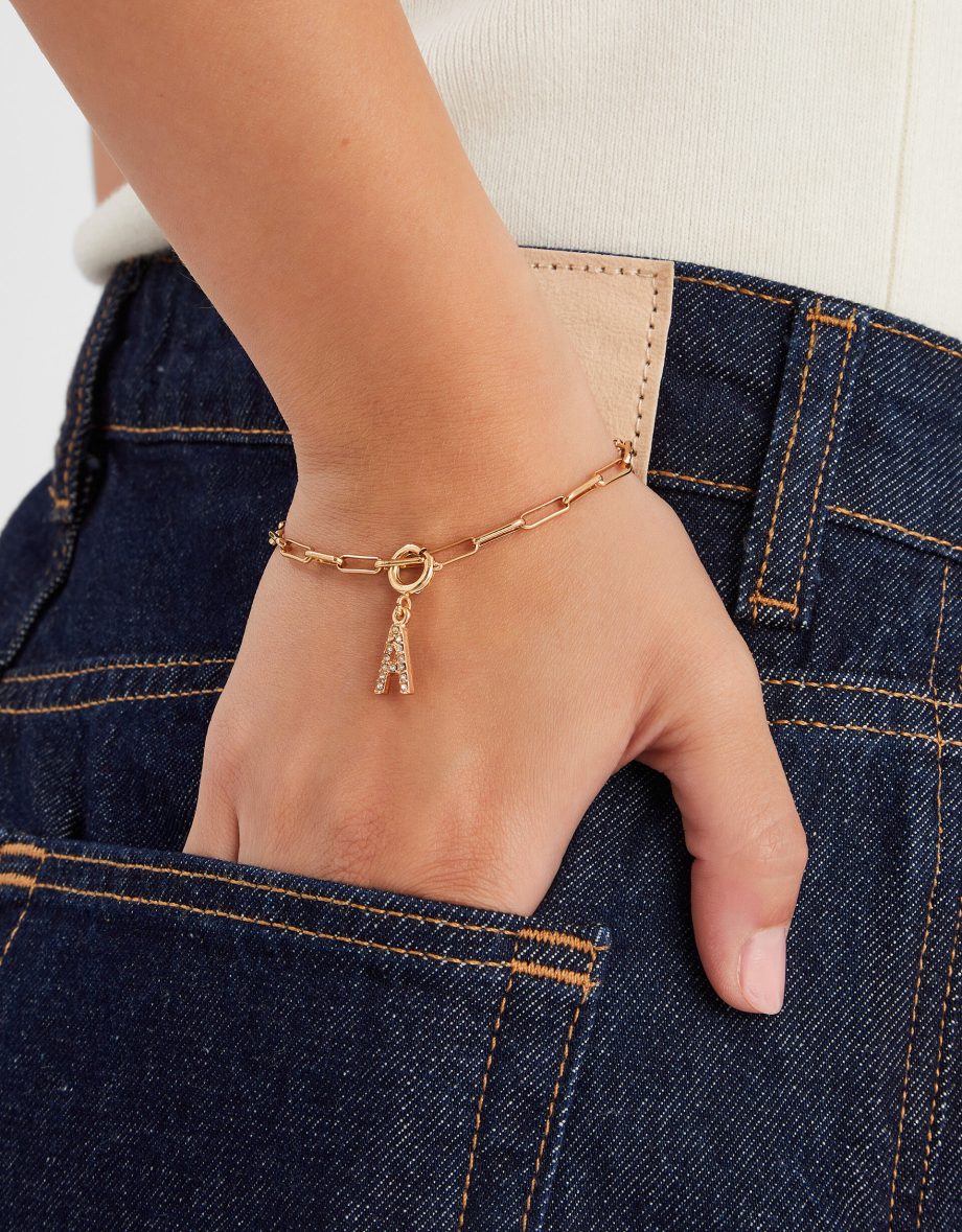 DIAMANTÉ INITIAL JEWELLERY CHARM GOLD